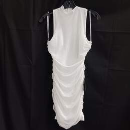 Lulus Women's White Sleeveless Crepe Ruched Mini Dress Size S