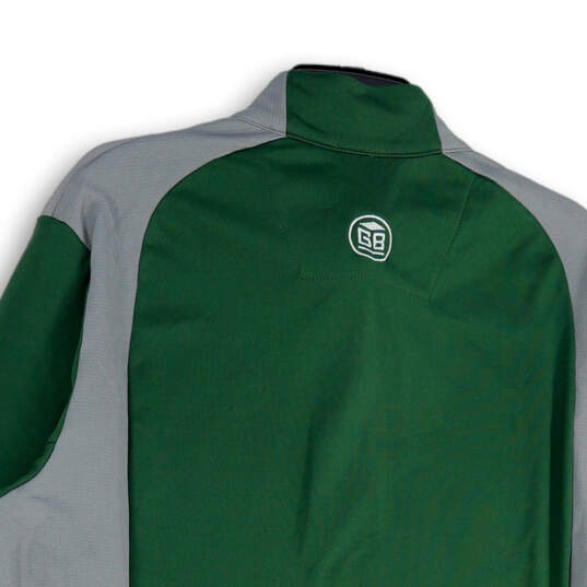 NWT Mens Green Gray 1/4 Zip Mock Neck Long Sleeve Pullover T-Shirt Size XL image number 4