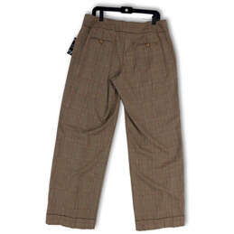NWT Womens Brown Plaid Flat Front Pockets Straight Leg Dress Pants Size 14 alternative image