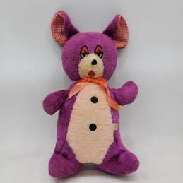 Vintage Superior Toy & Novelty Carnival Prize Purple Bear Plush Toy 20in.