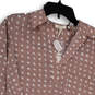 NWT Womens Brown Printed Collared Chest Pocket Pullover Blouse Top Size XS image number 3