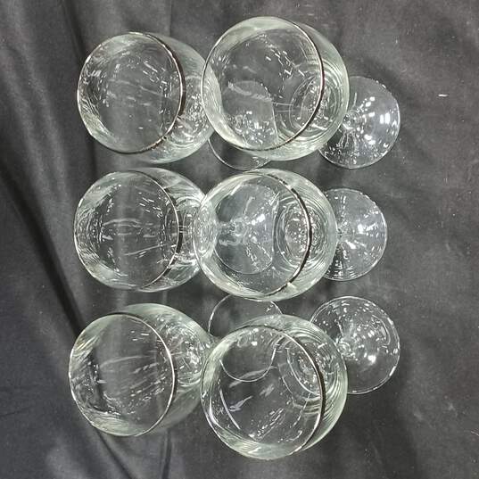 6 Piece Set of Metal Rimmed White Wine Glasses image number 2