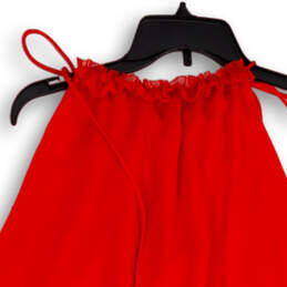 NWT Womens Orange Sleeveless Ruffled Casual Pullover Blouse Top Size Medium