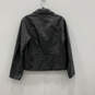 Womens Black Long Sleeve Pockets  Button Front Leather Jacket Size Large image number 2