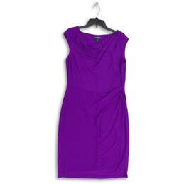 Lauren Ralph Lauren Womens Purple Sleeveless Cowl Neck Sheath Dress Size 12