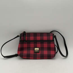 Womens Red Black Buffalo Plaid Inner Pockets Adjustable Strap Crossbody Bag