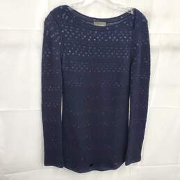 Zac Posen Women's Dark Navy Blue Merino Wool Sequin Sweater Size S