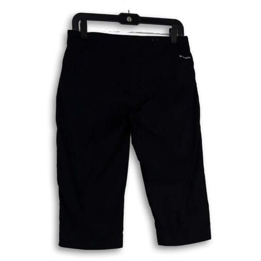 Womens Black Flat Front Drawstring Pockets Straight Leg Capri Pants Size 8 image number 4