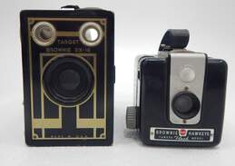 Vintage Kodak Fil Box Camera Target Brownie Six-16 And Brownie Haw Eye Flash Camera