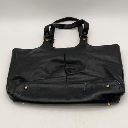 Tory Burch Womens Black Leather Bottom Stud Double Handle Shoulder Handbag Purse image number 2