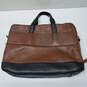 Coach Brown & Black Pebbled Leather Briefcase Bag image number 2