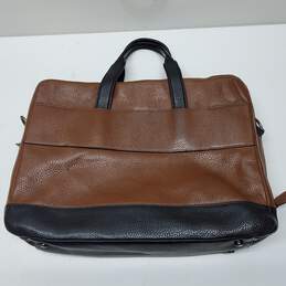 Coach Brown & Black Pebbled Leather Briefcase Bag alternative image