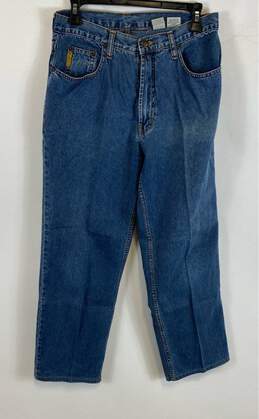 Giorgio Armani Womens Blue Cotton Dark Wash High Rise Denim Straight Jeans Sz 32