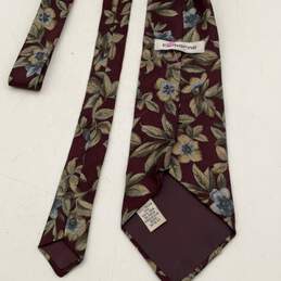 Claiborne Mens Purple Olive Green Floral Silk Adjustable Designer Necktie alternative image