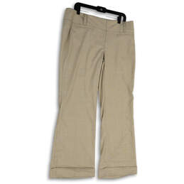 Womens Beige Flat Front Pockets Comfort Flared Leg Dress Pants Size 13X14
