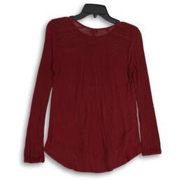 Lucky Brand Womens Red Henley Neck Long Sleeve Tunic Blouse Top Size Small alternative image