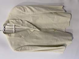 Mens Cream Long Sleeve Pockets Peak Lapel Three-Button Blazer Size 40