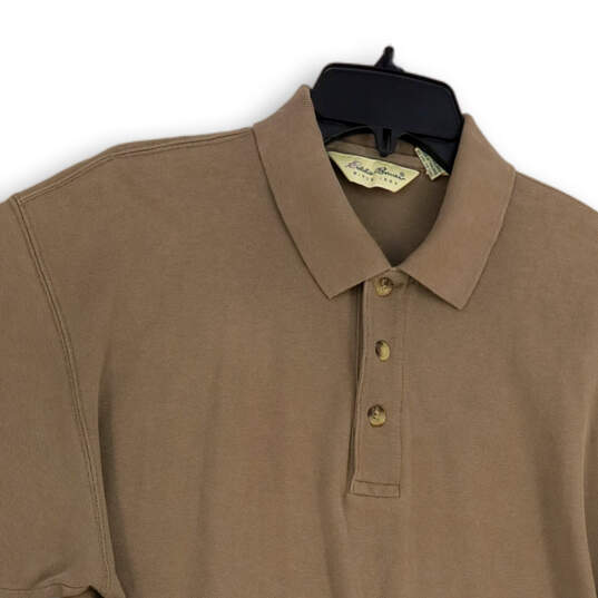 Mens Brown Short Sleeve Spread Regular Fit Collar Polo Shirt Size Medium image number 3