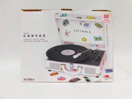 Victrola White Create Your Own Bluetooth Suitcase Record Player IOB W/ Stickers & Power Cord
