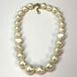 Designer J. Crew Gold-Tone Faux Pearl Fashionable Beaded Necklace image number 2