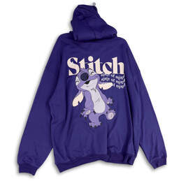 Womens Purple Stitch Long Sleeve Kangaroo Pocket Full-Zip Hoodie Size 2X alternative image
