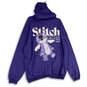 Womens Purple Stitch Long Sleeve Kangaroo Pocket Full-Zip Hoodie Size 2X image number 2
