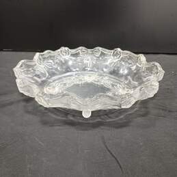 Clear Glass Footed Embossed Christmas Design 13" x 10"x 3.5" Serving Dish