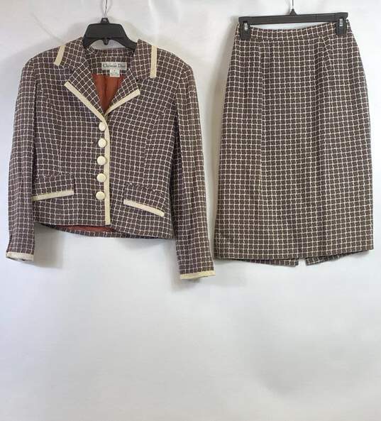 Christian Dior Brown 2 PC Skirt Suit - Size 4 image number 1