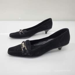 Prada Women's Black Suede Kitten Heels Size 8.5 AUTHENTICATED