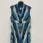 Womens Blue Brown Chevron Sleeveless V-Neck Pullover Maxi Dress Size 2 image number 3
