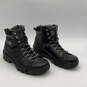 Mens 94103 Black Leather Round Toe Lace-Up Ankle Motorcycle Boots Size 11.5 image number 1