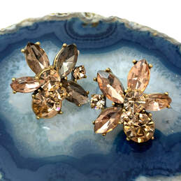 Designer J. Crew Gold-Tone Crystal Cut Stone Fashionable Stud Earrings
