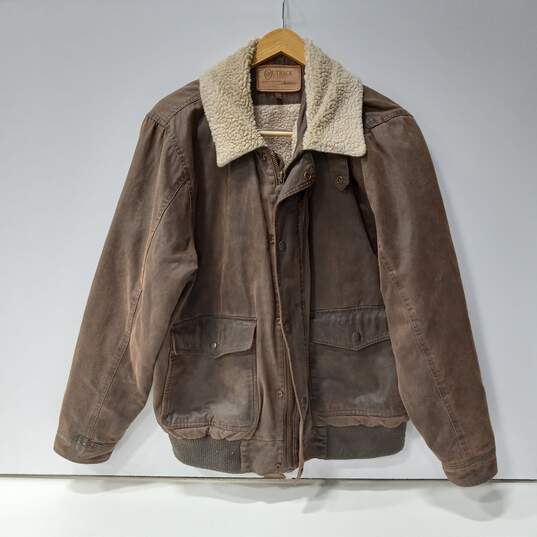 Outback Men's Brown Full Zip Cotton Blend Bush Pilot Jacket Size L image number 1
