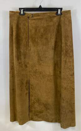 Brandon Thomas Womens Brown Suede Leather Back Slit Midi A-Line Skirt Size 16 alternative image