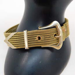 Vintage 14K Yellow Gold Mesh Chain Belt Buckle Bracelet 19.4g
