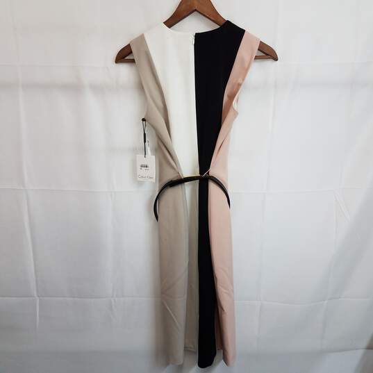 Calvin Klein striped colorblock dress with belt 2 nwt image number 4