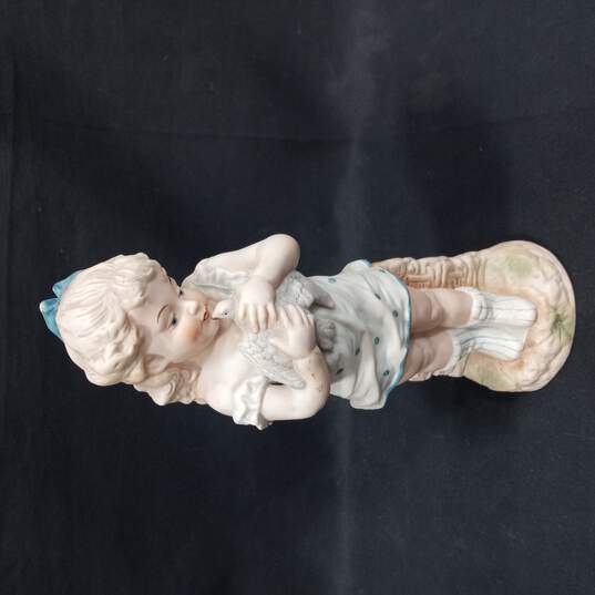 Porcelain Old World Girl w/Dove Figurine 13" image number 1