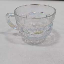 Pair Federal Clear Iridescent Carnival Glass Handled Cups alternative image