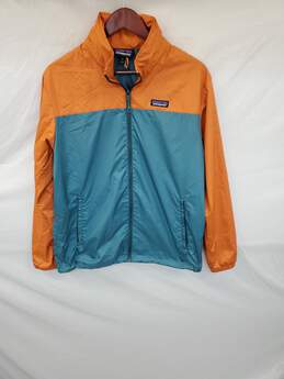 Unisex Patagonia Full Zip Up Orange Green Windbreaker Shell Jacket Sz M
