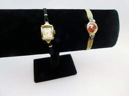 Ladies Vintage Gold Filled Garnet Diamond Accent Band Elgin & Lonville Jeweled Wrist Watches 26.1g