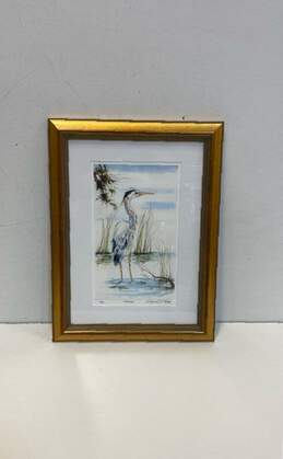 "Posing" Print of Blue Heron in the Wetlands by Stephen D. West Signed