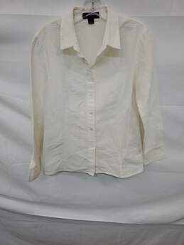 Wm St. John White Textured Cotton Casual Button Long Sleeve Shirt Sz 6