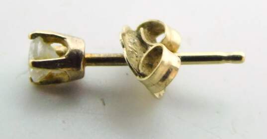 14K Yellow Gold 0.04 CT Round Diamond Single Stud Earring 0.2g image number 4