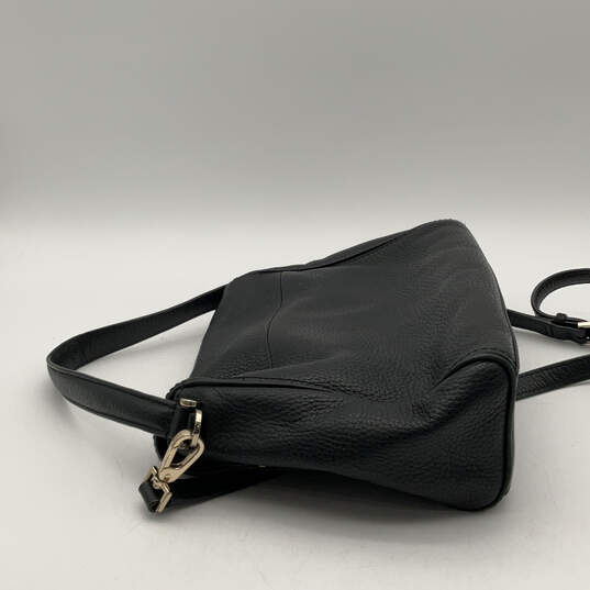 Womens Black Leather Tassel Outer Pockets Adjustable Strap Crossbody Bag image number 3