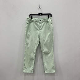 Womens Green Denim Light Wash Pockets Slim Fit Cropped Jeans Size 10/30