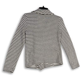 Womens Gray Striped Long Sleeve Collared Asymmetrical Full-Zip Jacket Sz XS alternative image