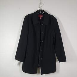 Womens Long Sleeve Pockets Snap Front Collared Trench Coat Size XL