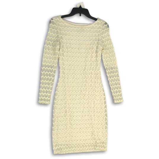 Joseph Ribkoff Womens White Lace Long Sleeve Knee Length Bodycon Dress Size 6 image number 1