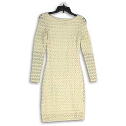 Joseph Ribkoff Womens White Lace Long Sleeve Knee Length Bodycon Dress Size 6
