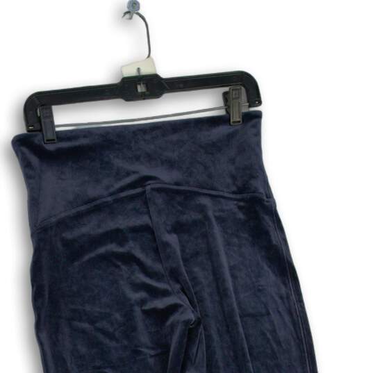 NWT Womens Navy Blue Velvet Elastic Waist Pull-On Ankle Leggings Size XL image number 4